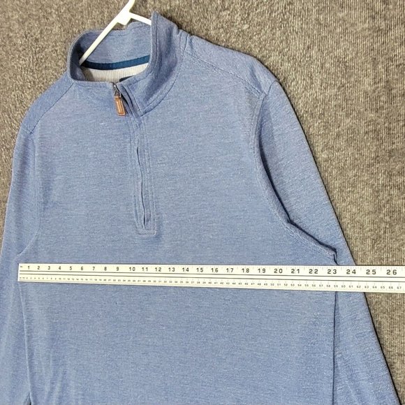 Fairlane Sweater Mens Large Blue 1/4 Zip Long Sleeve Athletic Pullover Shirt - Picture 5 of 11